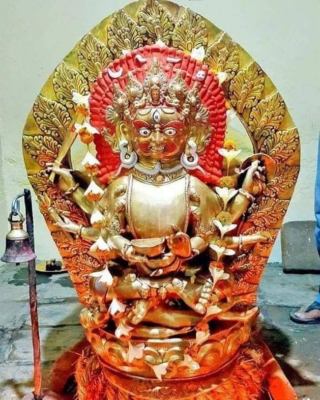 The gilded wrathful image associated with Pachali Bhairava