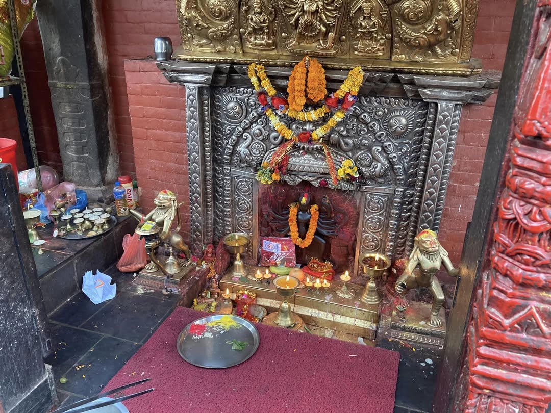 The shrine of Sobha Bhagavati at Nirmal Tirtha on the Bishnumati, Kathmandu
